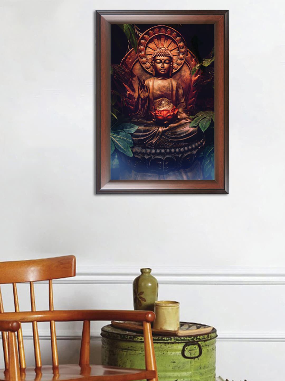 WENS Brown & Blue Gautam Buddha Wall Painting Multicolour Price in India