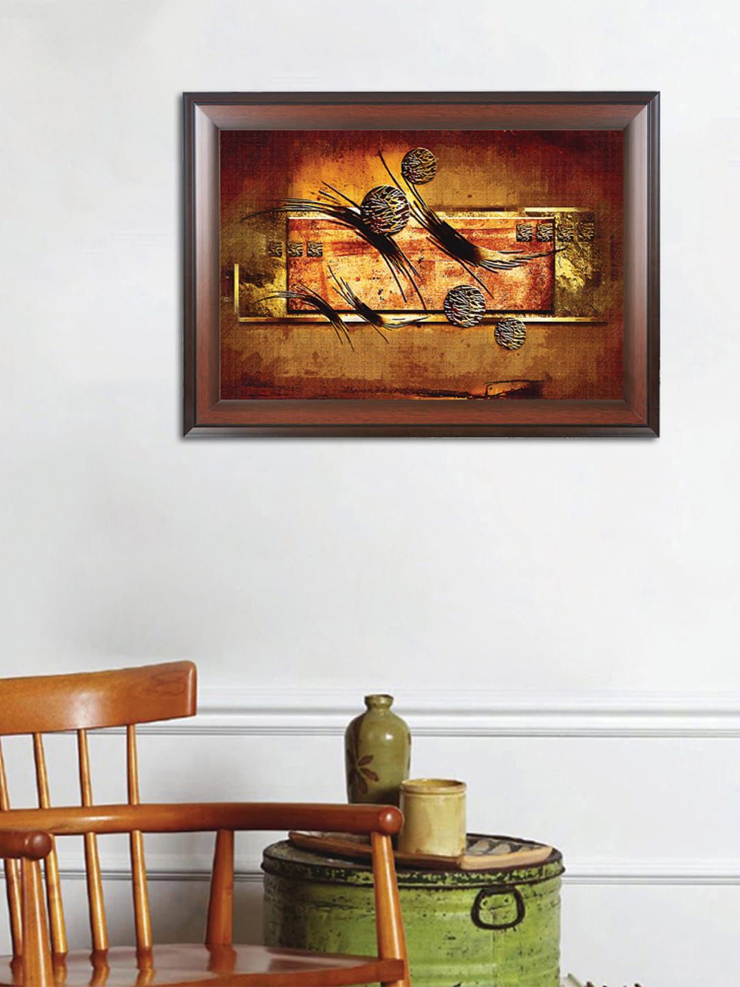 WENS Brown Abstract Art Wall Paintings Price in India