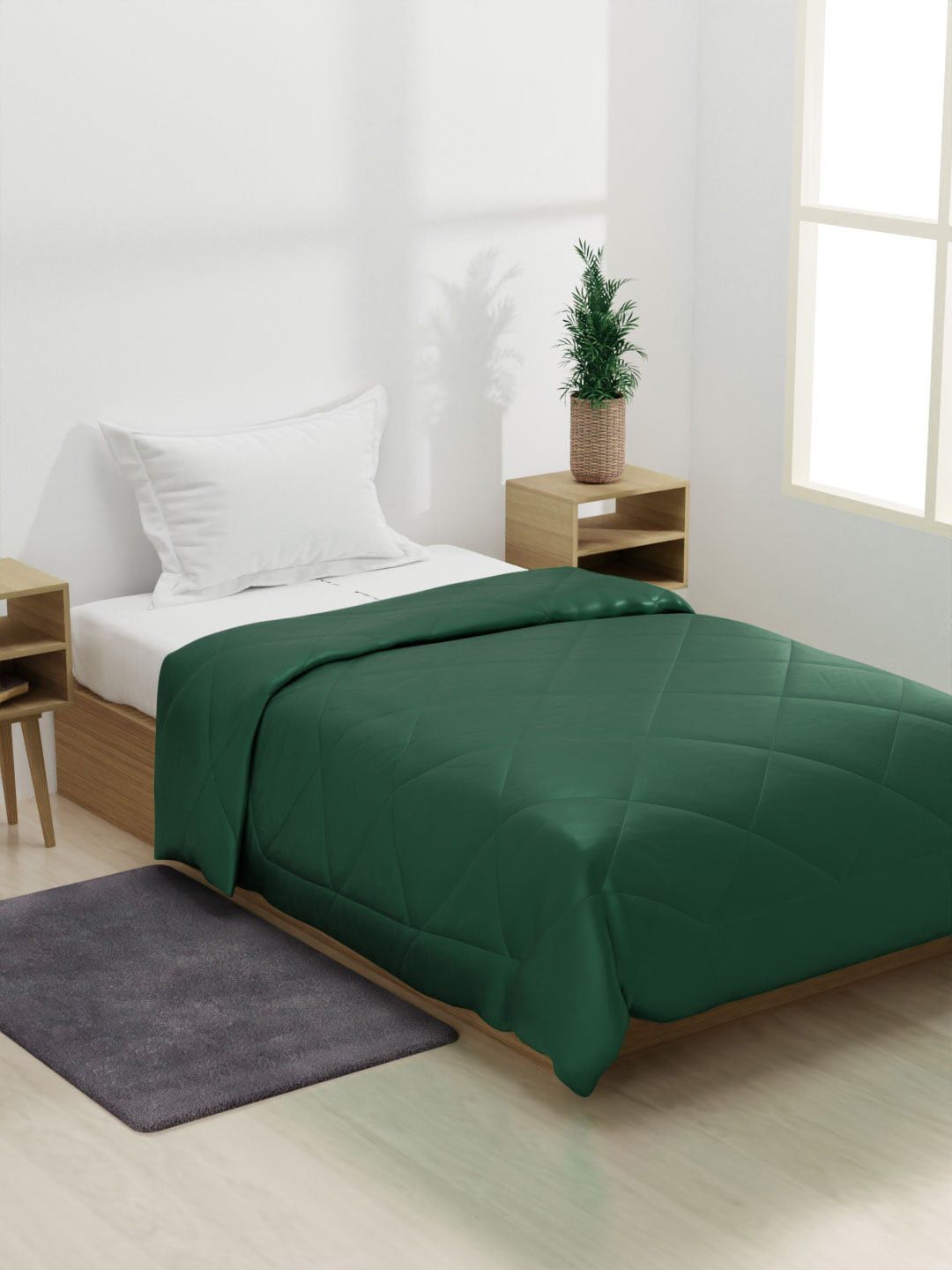 Stoa Paris Green AC Room 150 GSM Single Bed  Ultra Silky Soft Satin Comforter Price in India