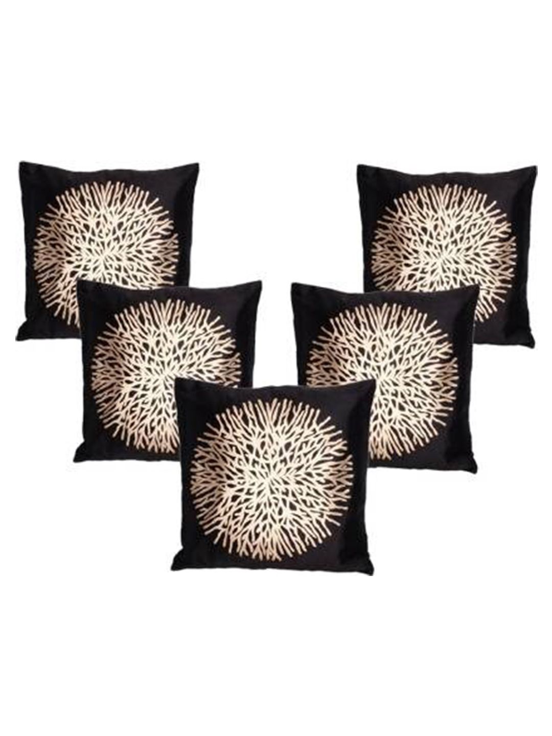 JDX Black & Beige Set of 5 Abstract Velvet Square Cushion Covers Price in India