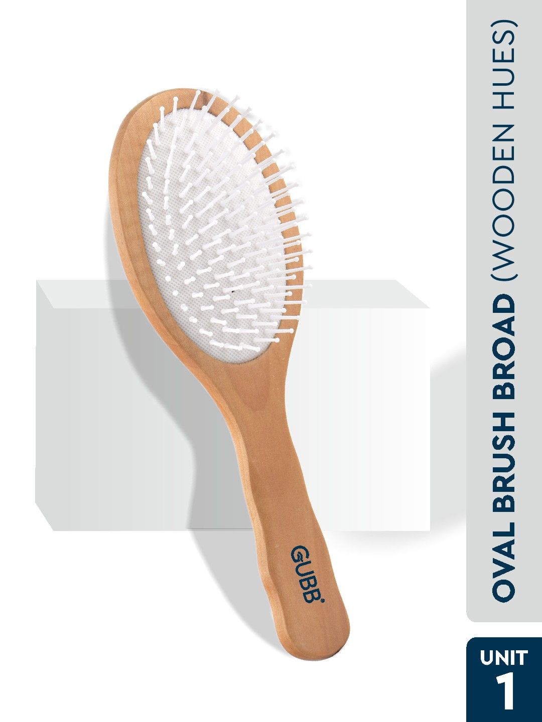 GUBB Lightweight Ball-Tipped Bristles Oval Broad GB-LH-044 Wooden Hair Brush - Wooden Hues