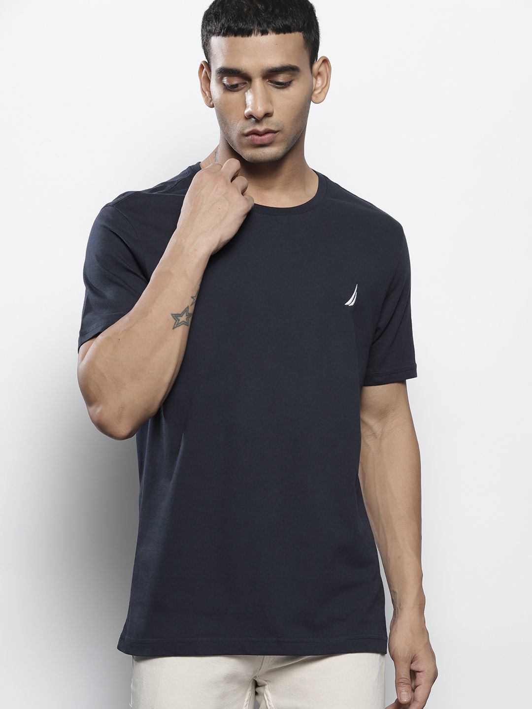 Nautica Logo Embroidered Pure Cotton T-shirt