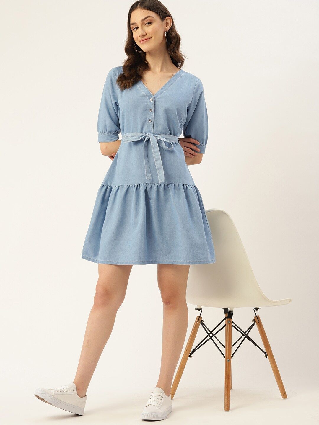 sachin and babi light blue dress Sorella Drop-Waist Midi Dress