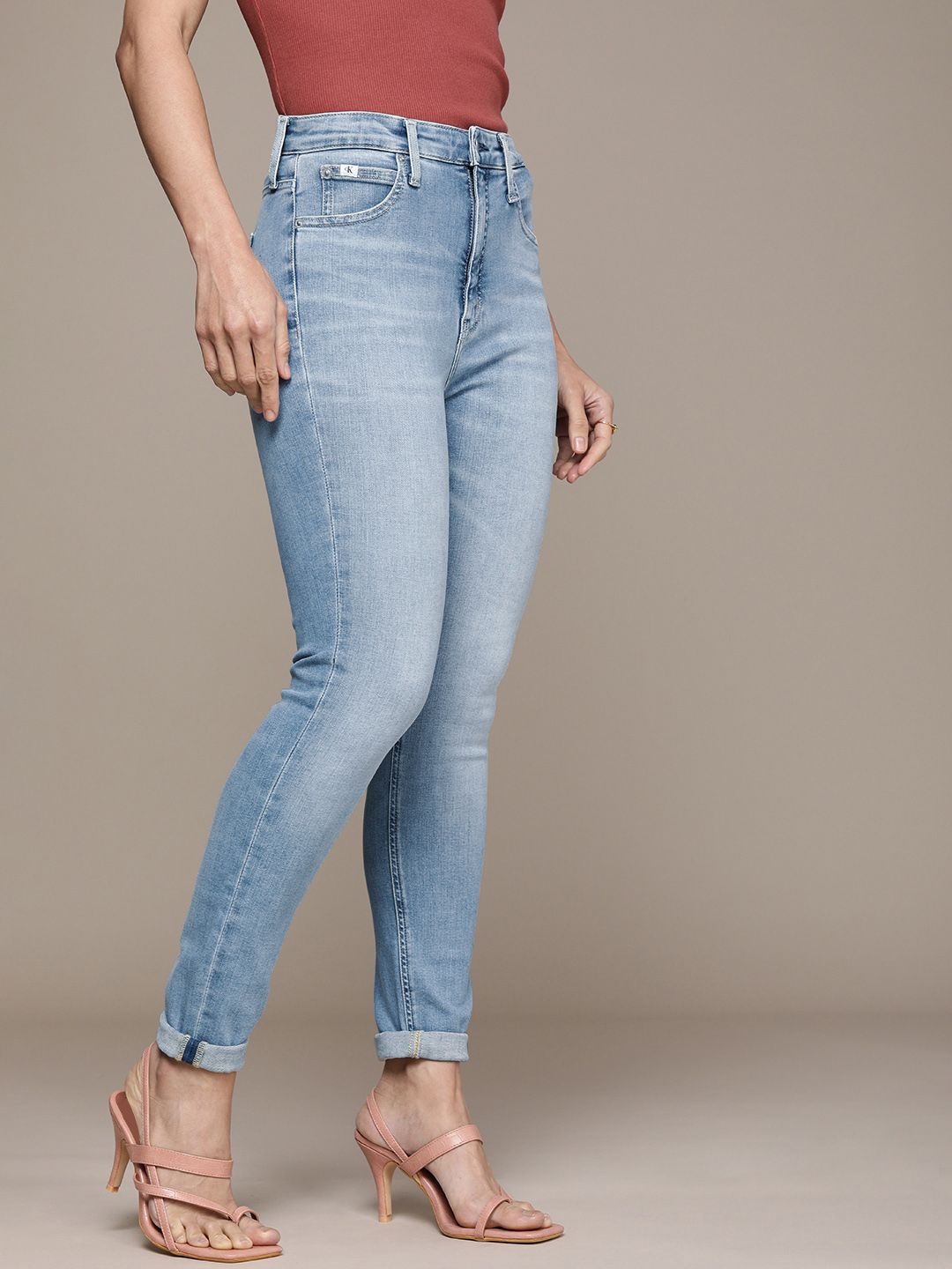 Calvin Klein Jeans Women Blue Skinny Fit High-Rise Heavy Fade Stretchable Casual Jeans Price in India