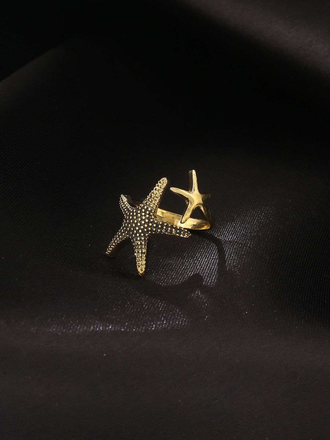 kashwini Gold-Plated Brass Star Adjustable Finger Ring Price in India