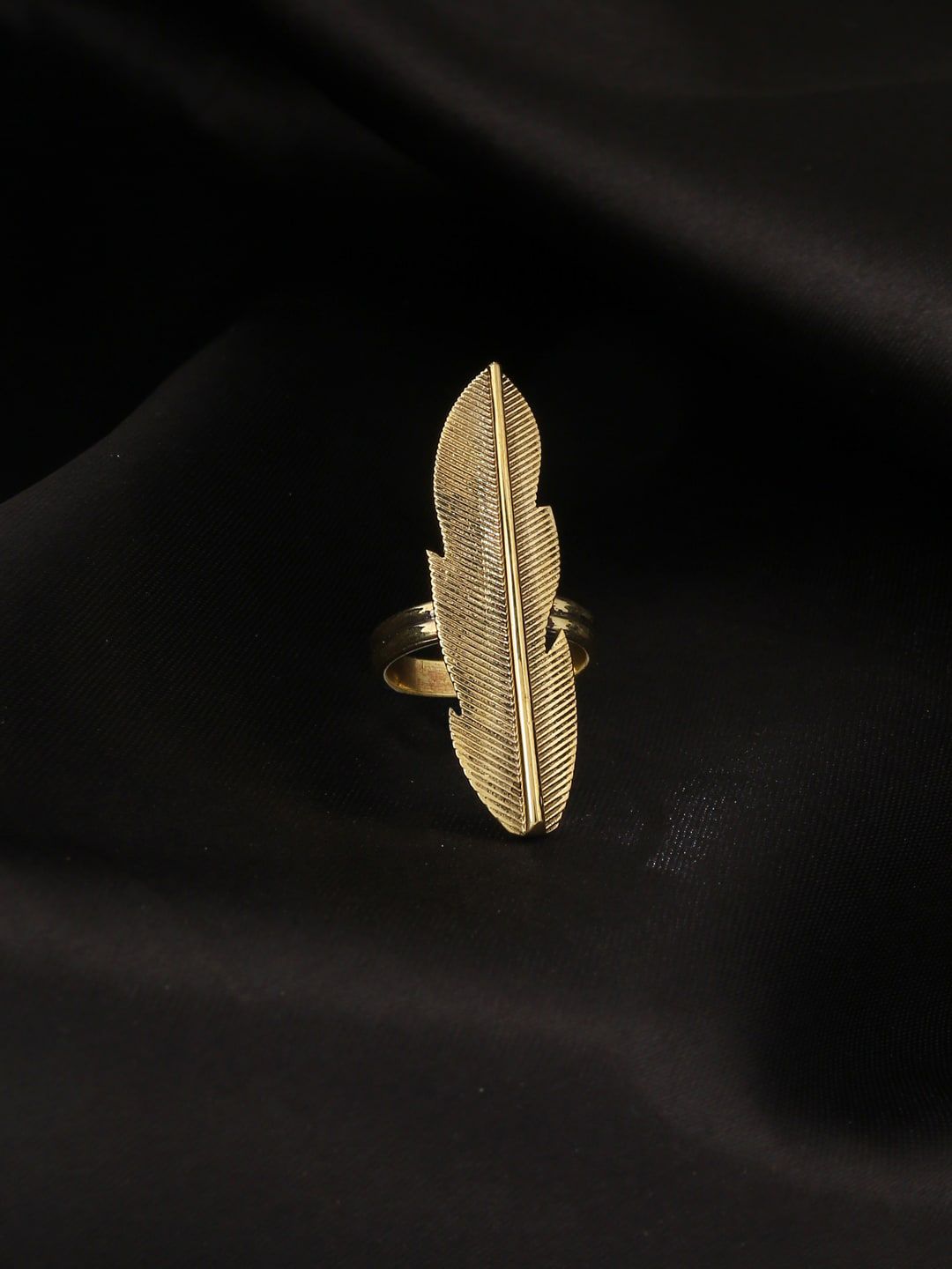 kashwini Gold-Plated Brass Leaf Design Adjustable Finger Ring Price in India