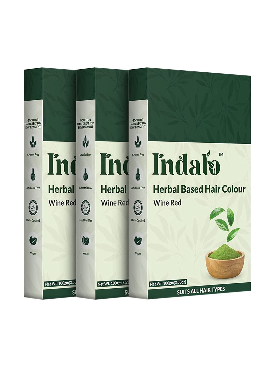 INDALO Herbal Based Hair Colour Wine Red with Amla & Brahmi - 100gm Price in India