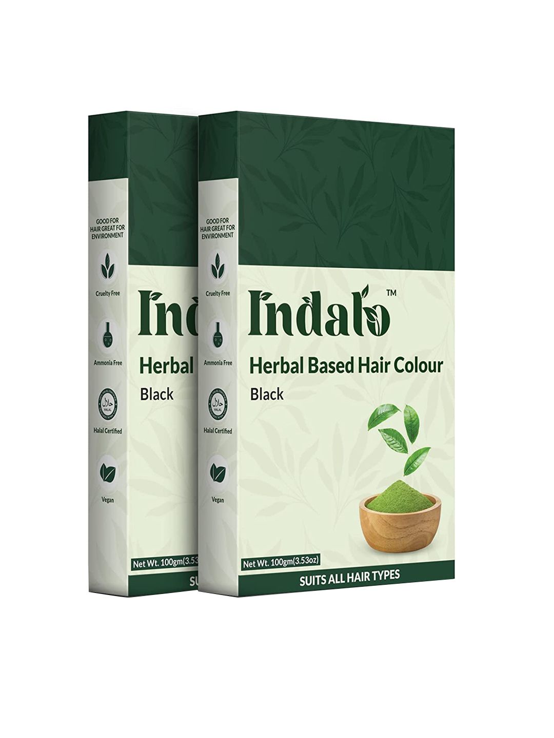 INDALO Set of 2 No Ammonia Herbal Based Hair Colour with Amla and Brahmi 100g Each - Black Price in India