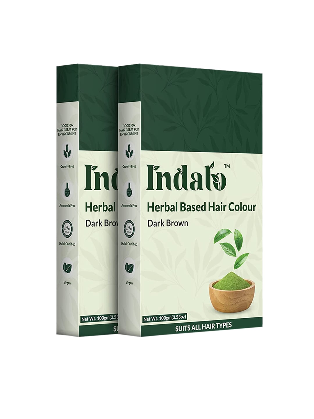 INDALO Set of 2 Herbal Based Hair Colour with Amla & Brahmi 100g Each - Dark Brown Price in India