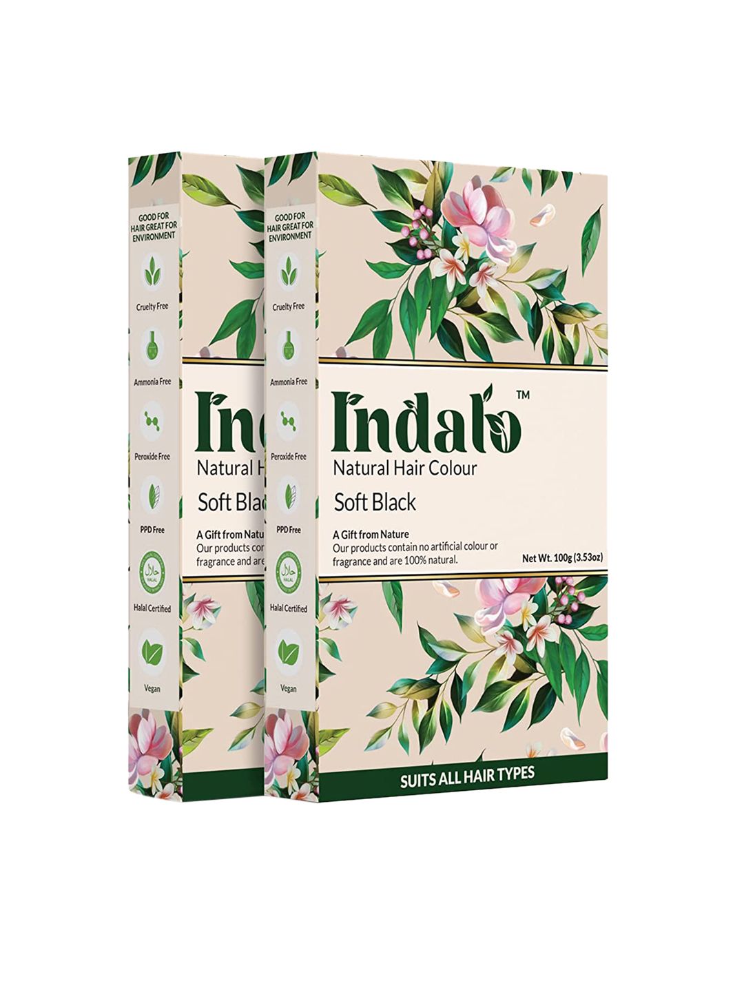 INDALO Set Of 2 Natural Hair Colour Soft Black 100gm Each Price in India