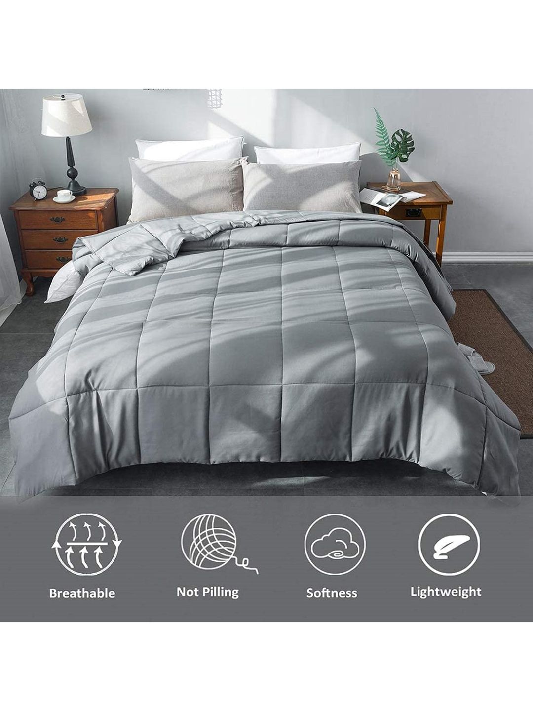 Pum Pum Unisex Grey AC Room 200 GSM Double Bed Comforter Price in India