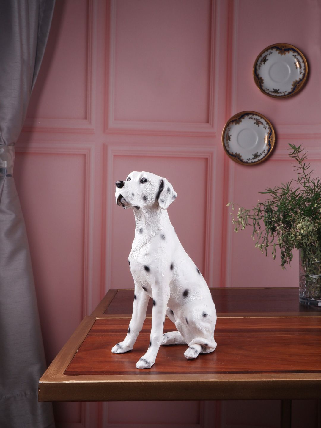 THE WHITE INK DECOR White Decorative Dalmatian Dog Figurine Showpiece Price in India