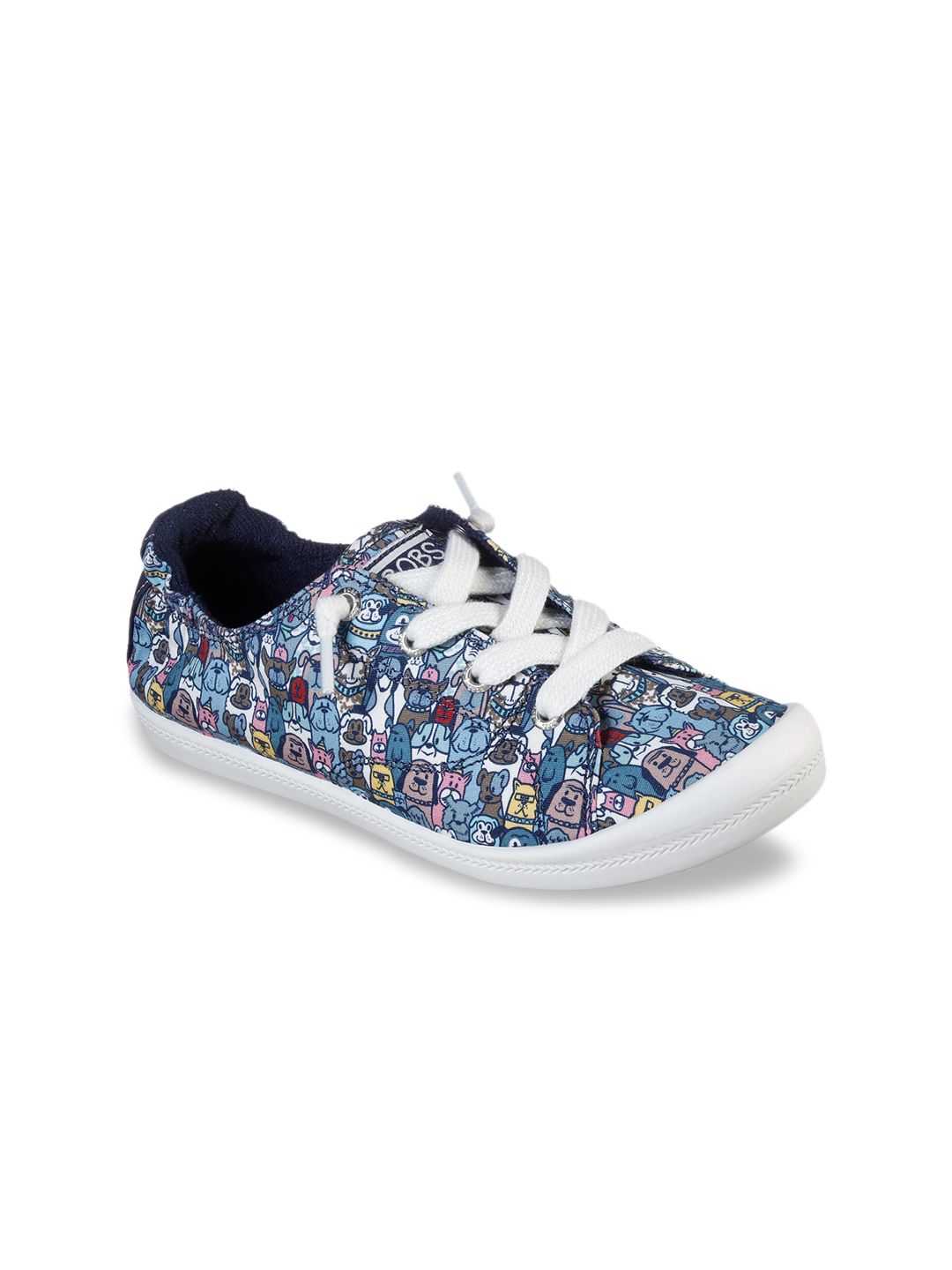 Skechers Women White & Blue Printed Sneakers Price in India