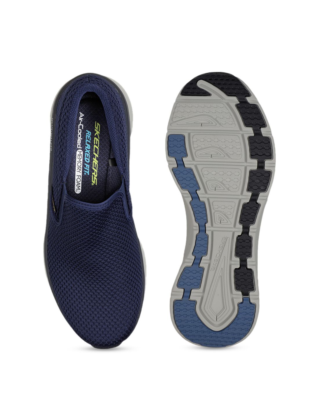 Buy Skechers Men Navy Blue Woven Design Slip-On Sneakers - Casual