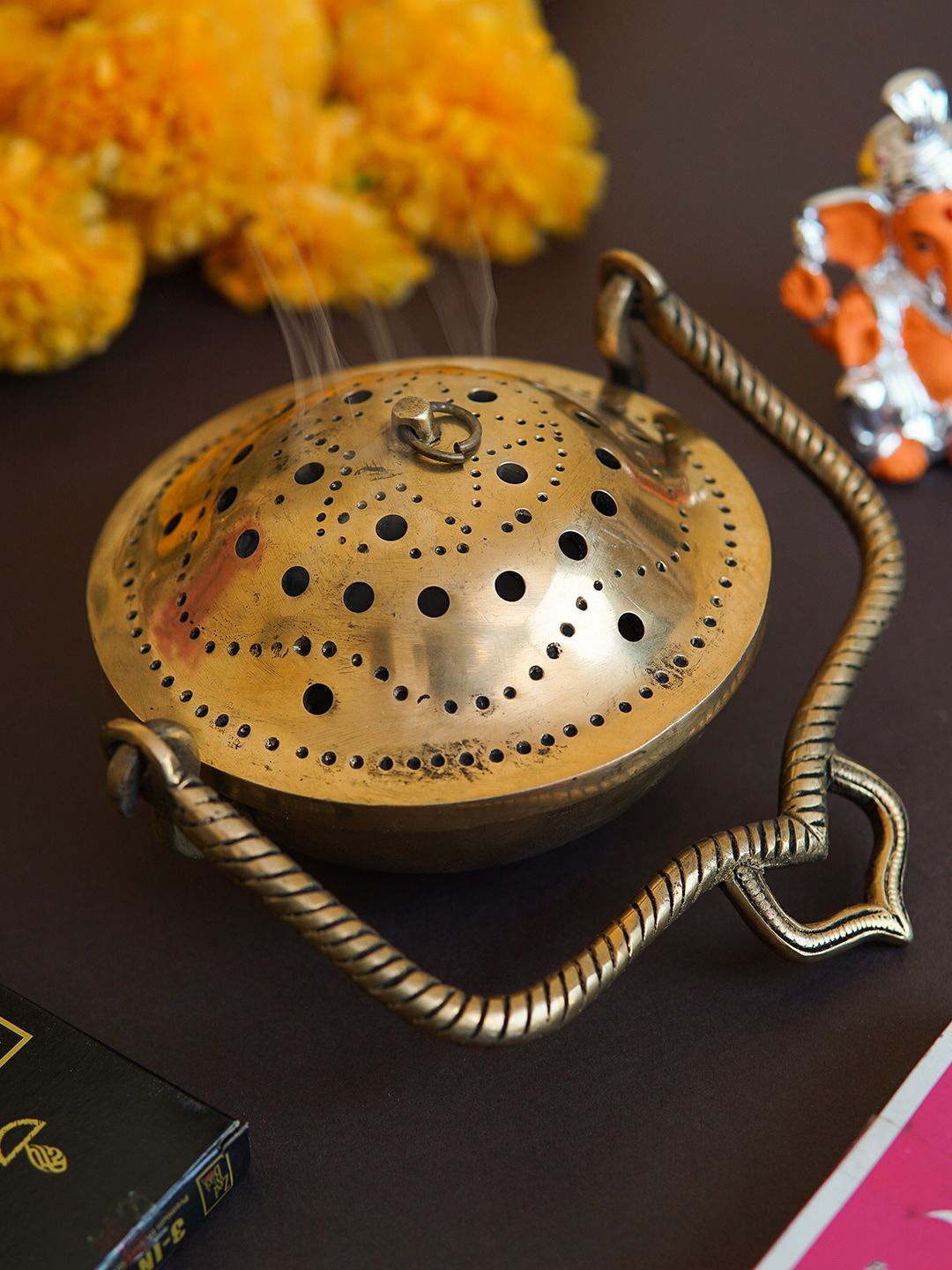 StatueStudio Gold-Toned Hanging Incense Burner Dhoop Dani Price in India