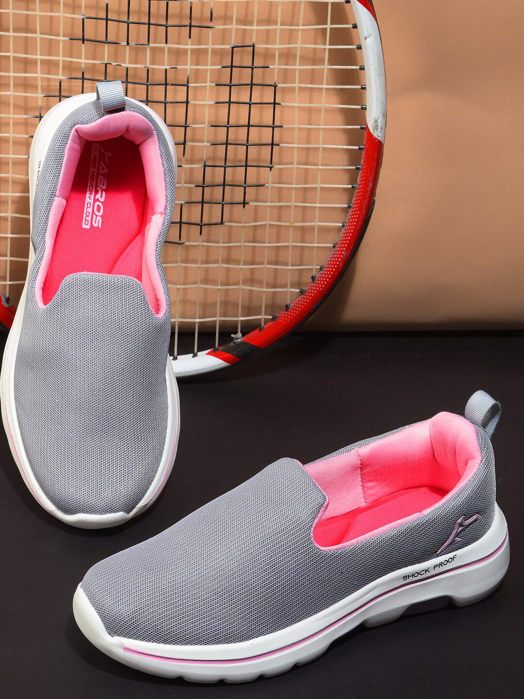 ABROS Women Grey Mesh Running Shoes Price in India