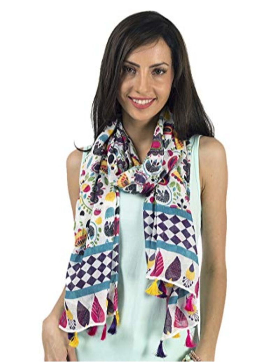 Chumbak Women White & Pink Printed Scarf Price in India