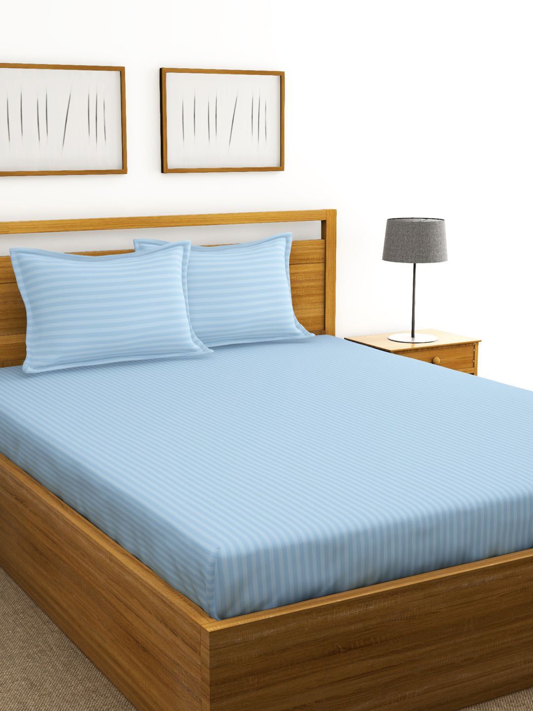 BIANCA Blue210Tc Solid King Cotton Bedsheets Price in India