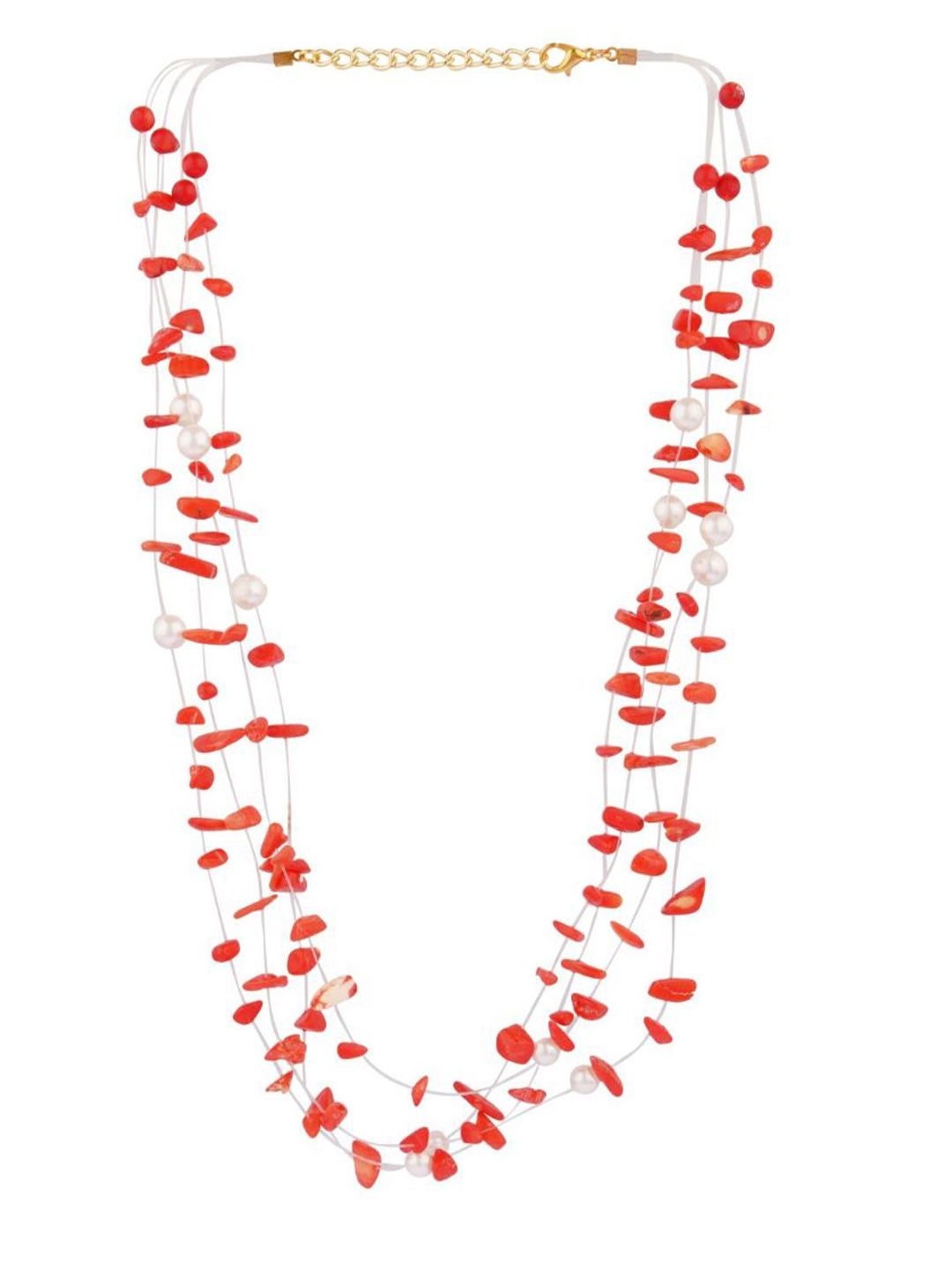 Efulgenz Red & White Gold-Plated Layered Chain Price in India