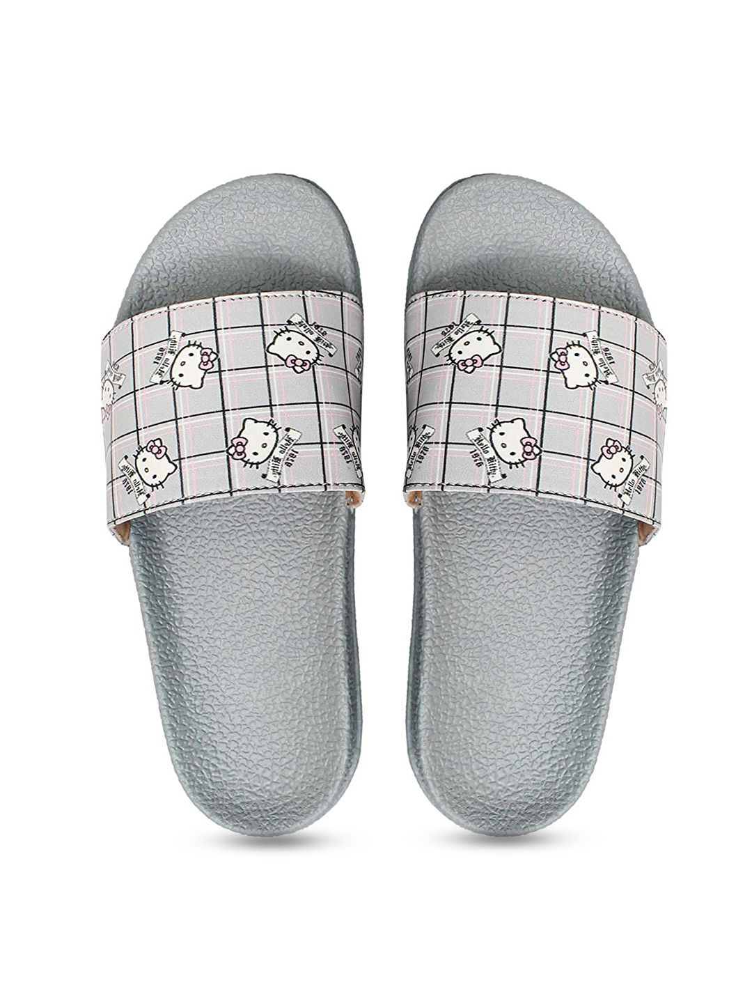 ADIVER Women Grey & White Sliders Price in India