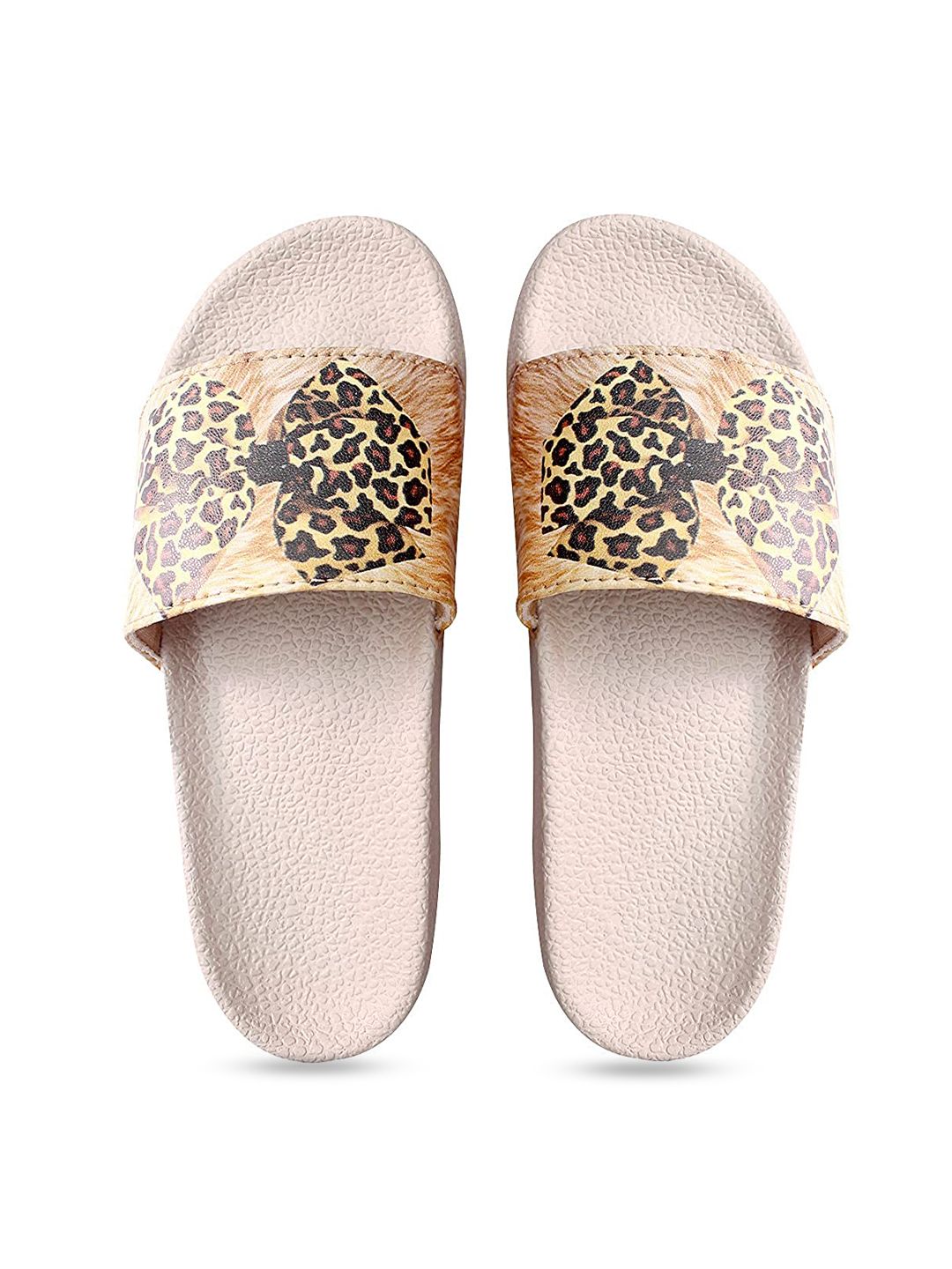 ADIVER Women Beige & Cream-Coloured Printed Sliders Price in India