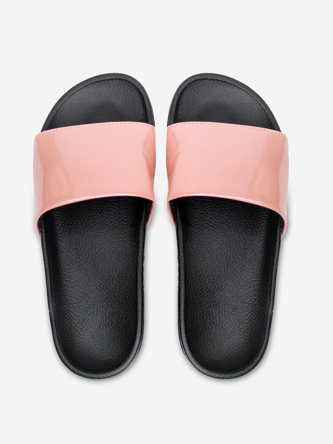 ADIVER Women Pink & Black Sliders Price in India