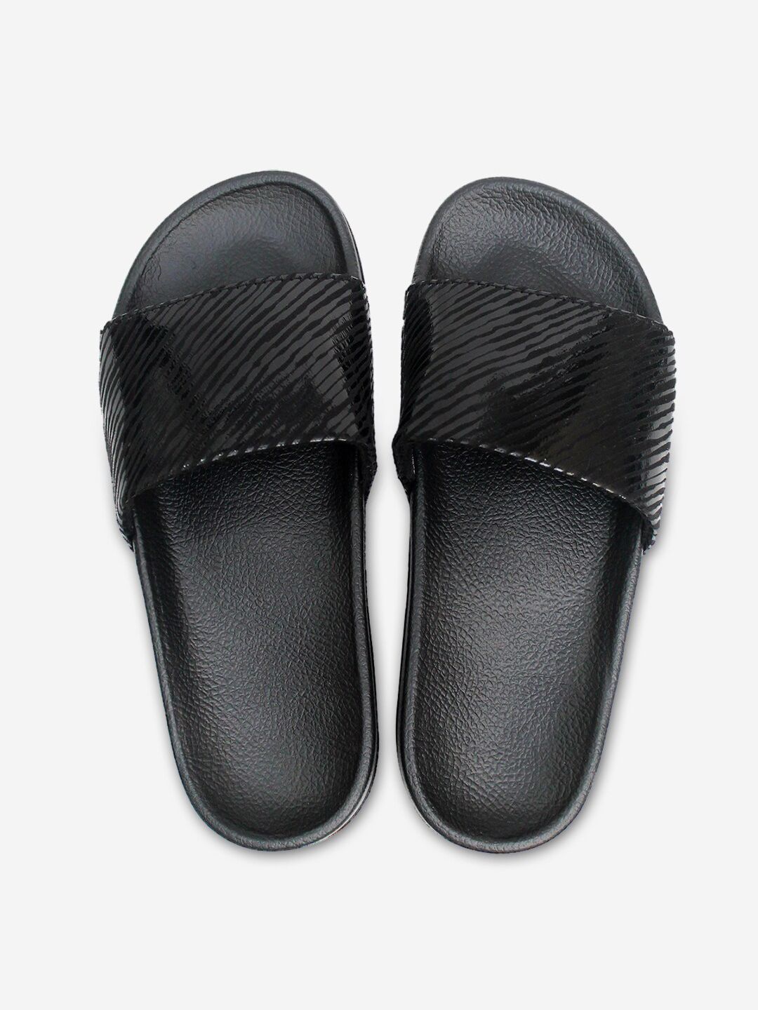 ADIVER Women Black Solid Fabric Sliders Price in India