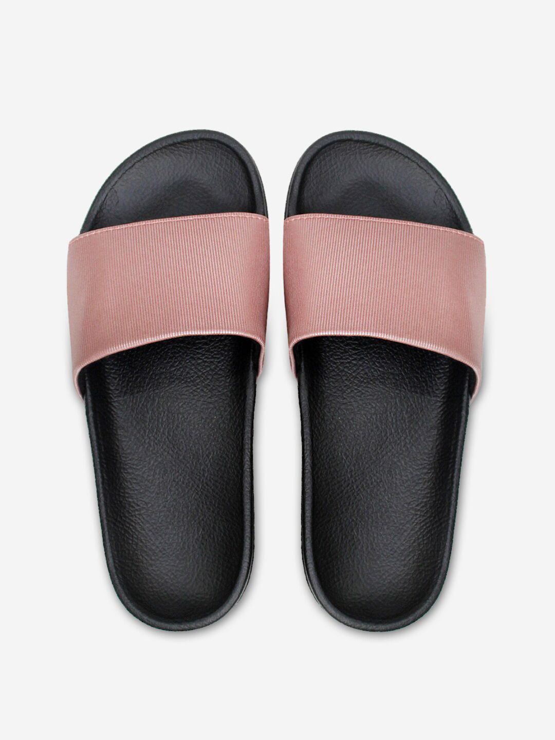 ADIVER Women Peach-Coloured & Black Sliders Price in India