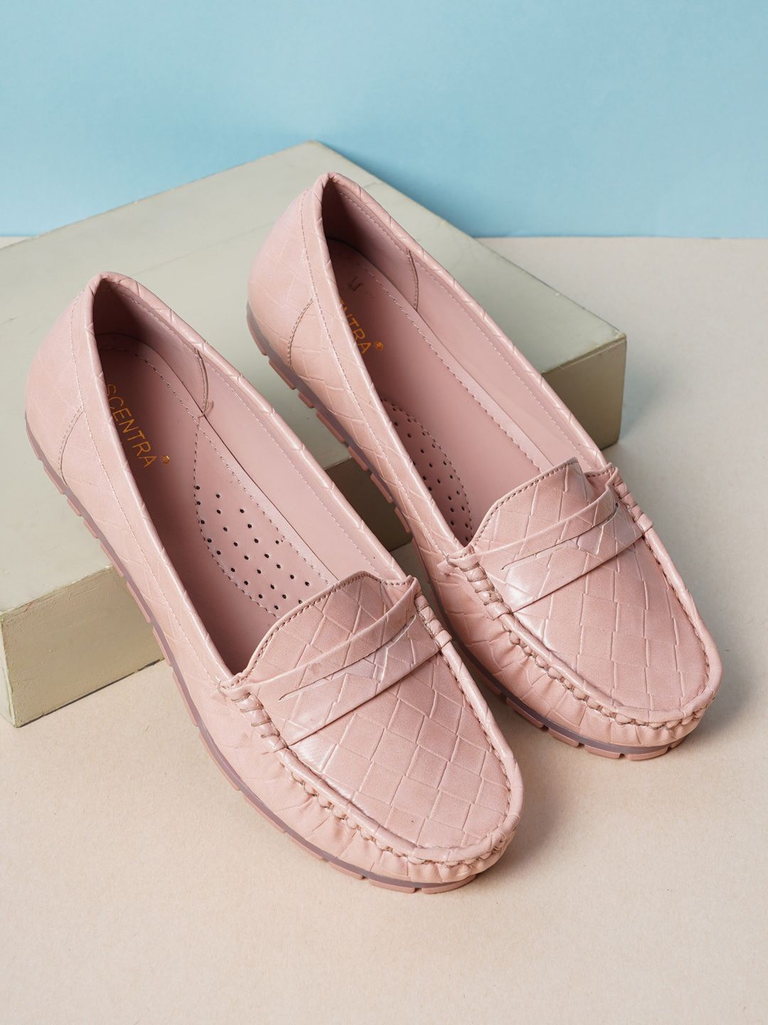 SCENTRA Women Pink Textured Loafers Price in India