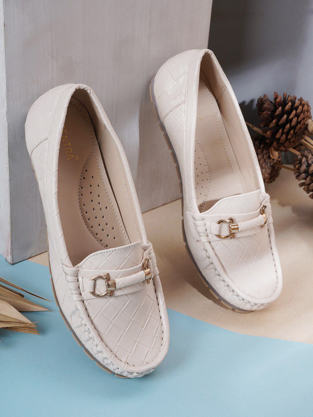 SCENTRA Women Beige Solid Loafers Price in India