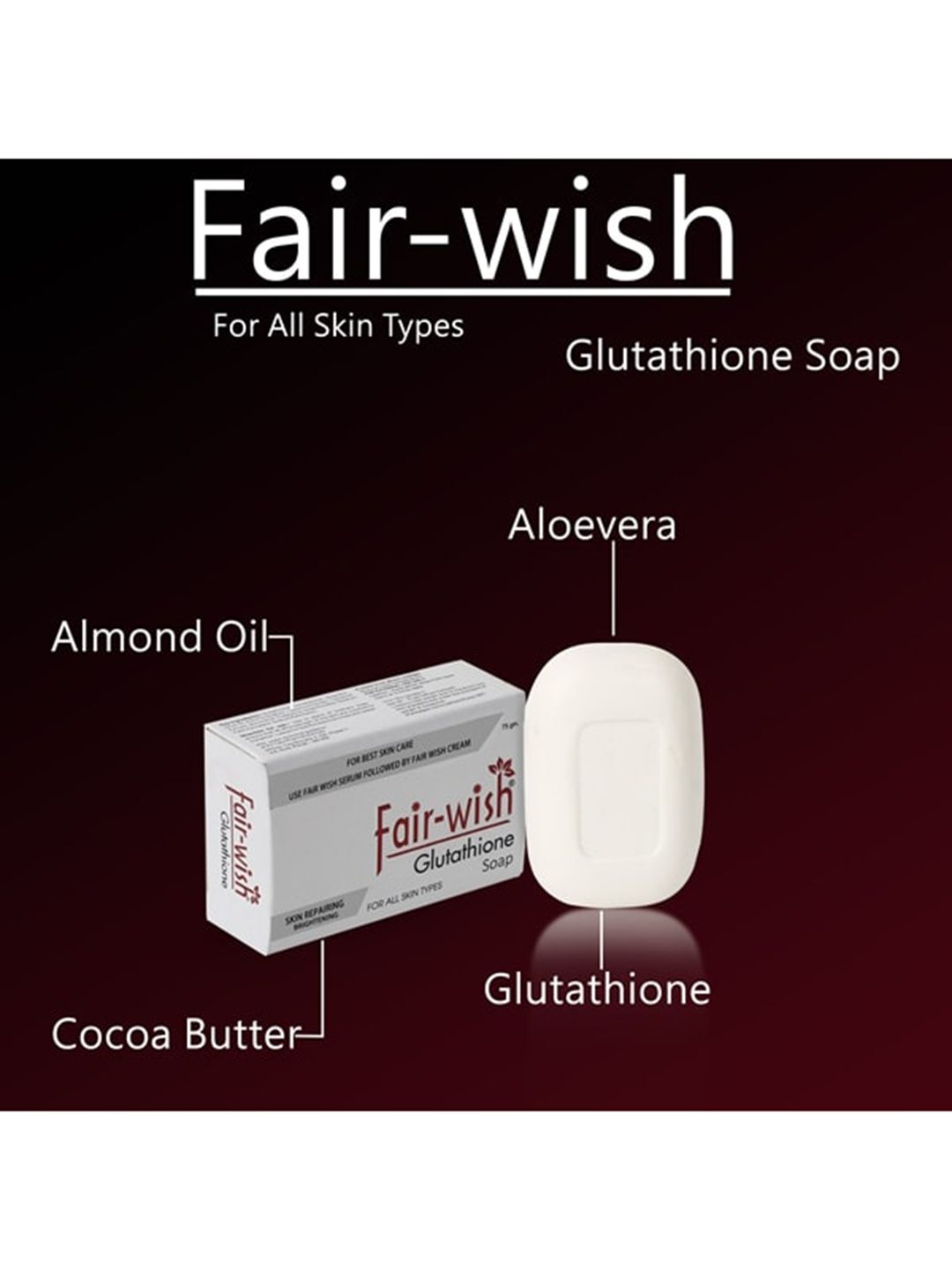 Fair Wish Skin Repairing Brightening Glutathione Soap with Almond Oil & Cocoa Butter- 75 g