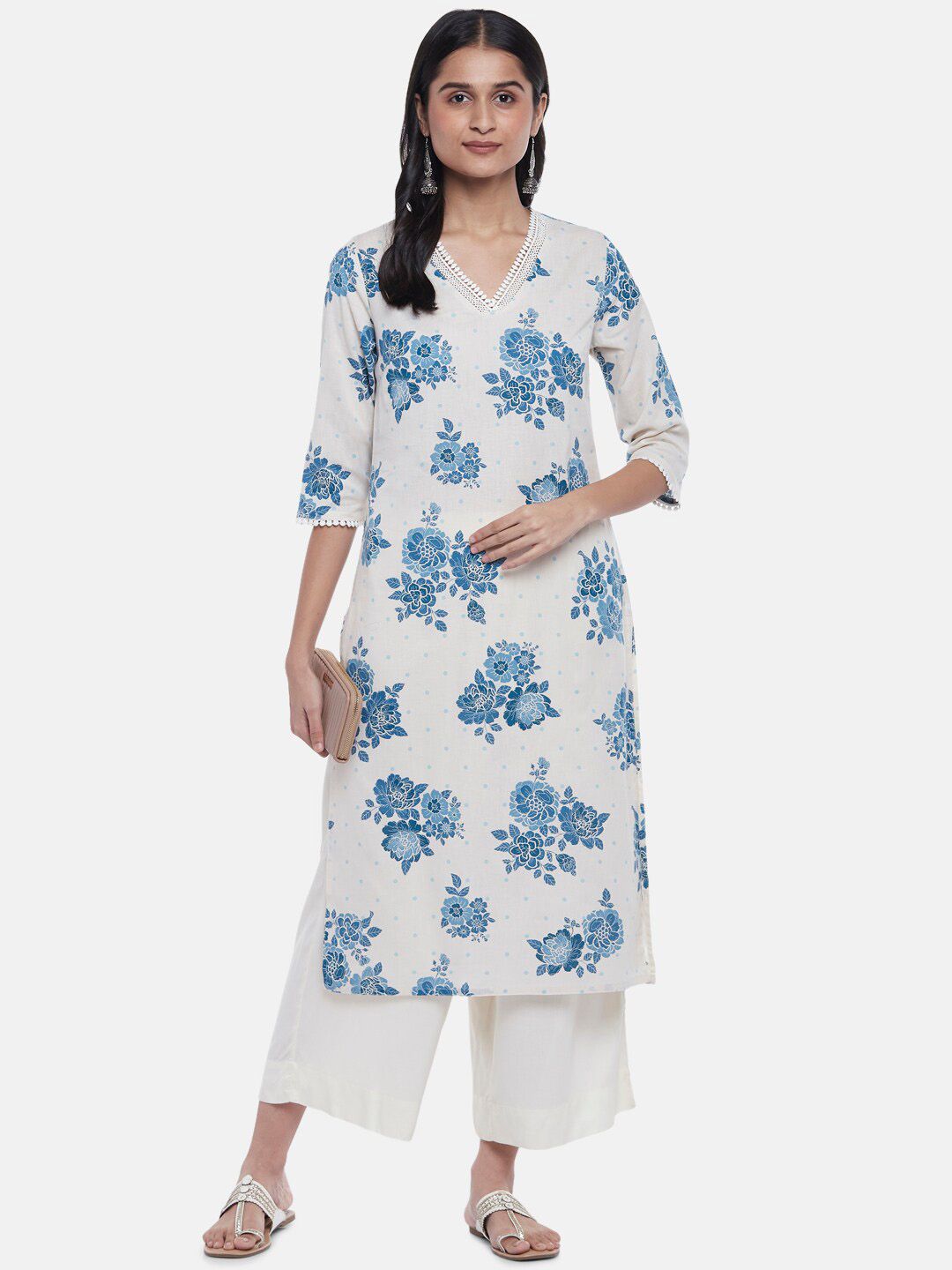 RANGMANCH BY PANTALOONS Women Blue Floral Printed Kurta