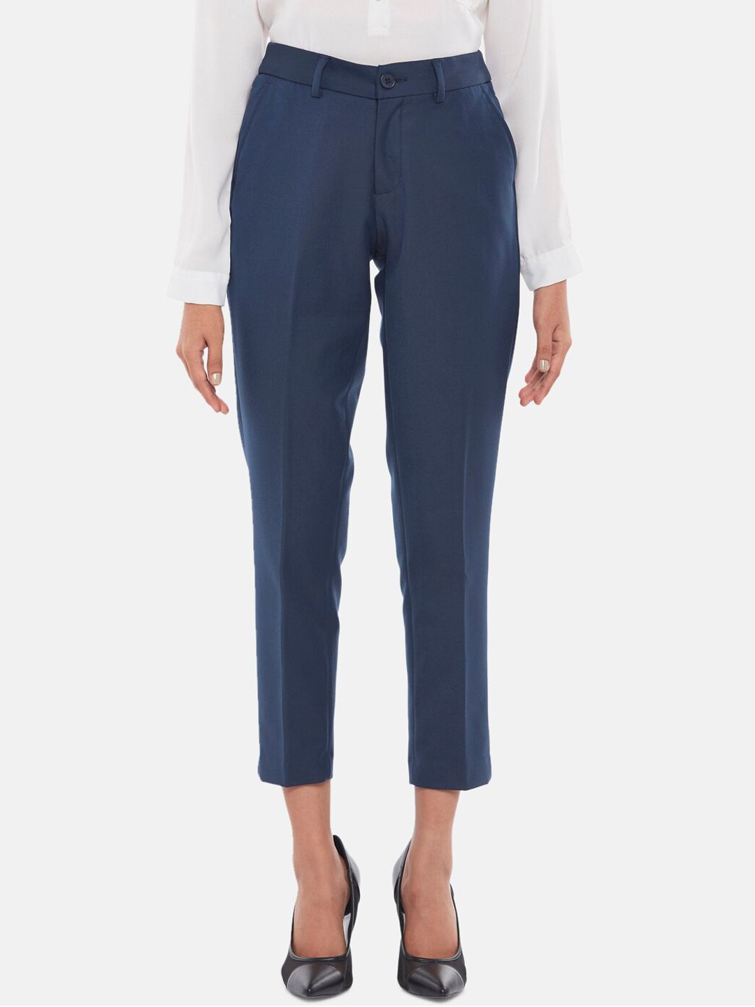 Annabelle by Pantaloons Women Navy Blue Trousers Price in India