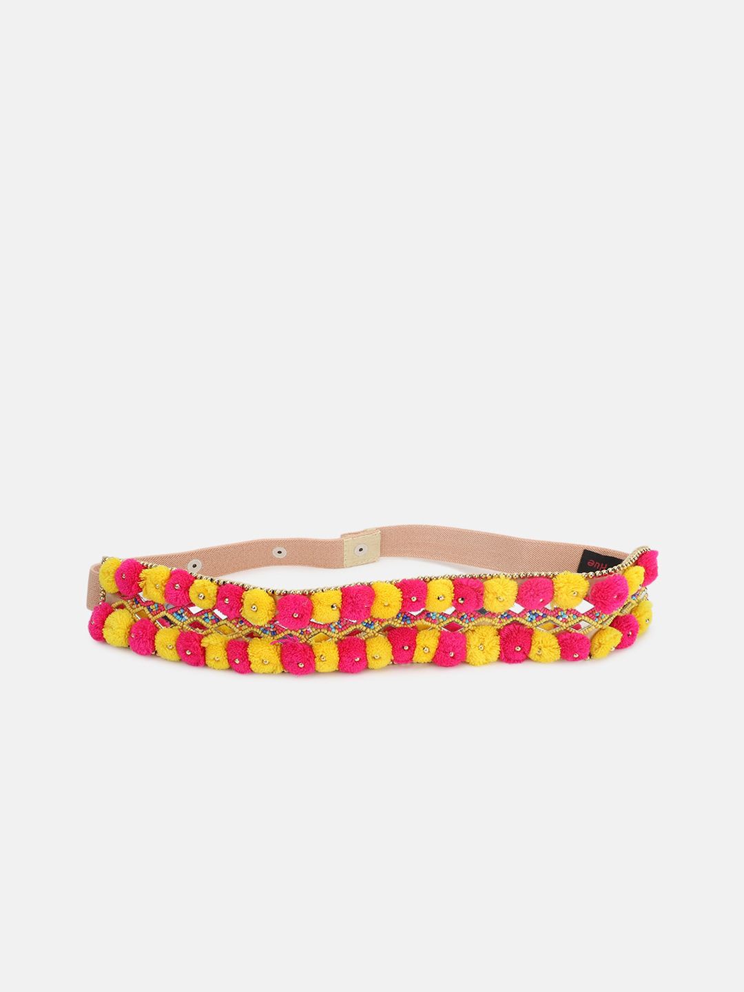 FABBHUE Women Pink & Yellow Embellished Belt Price in India