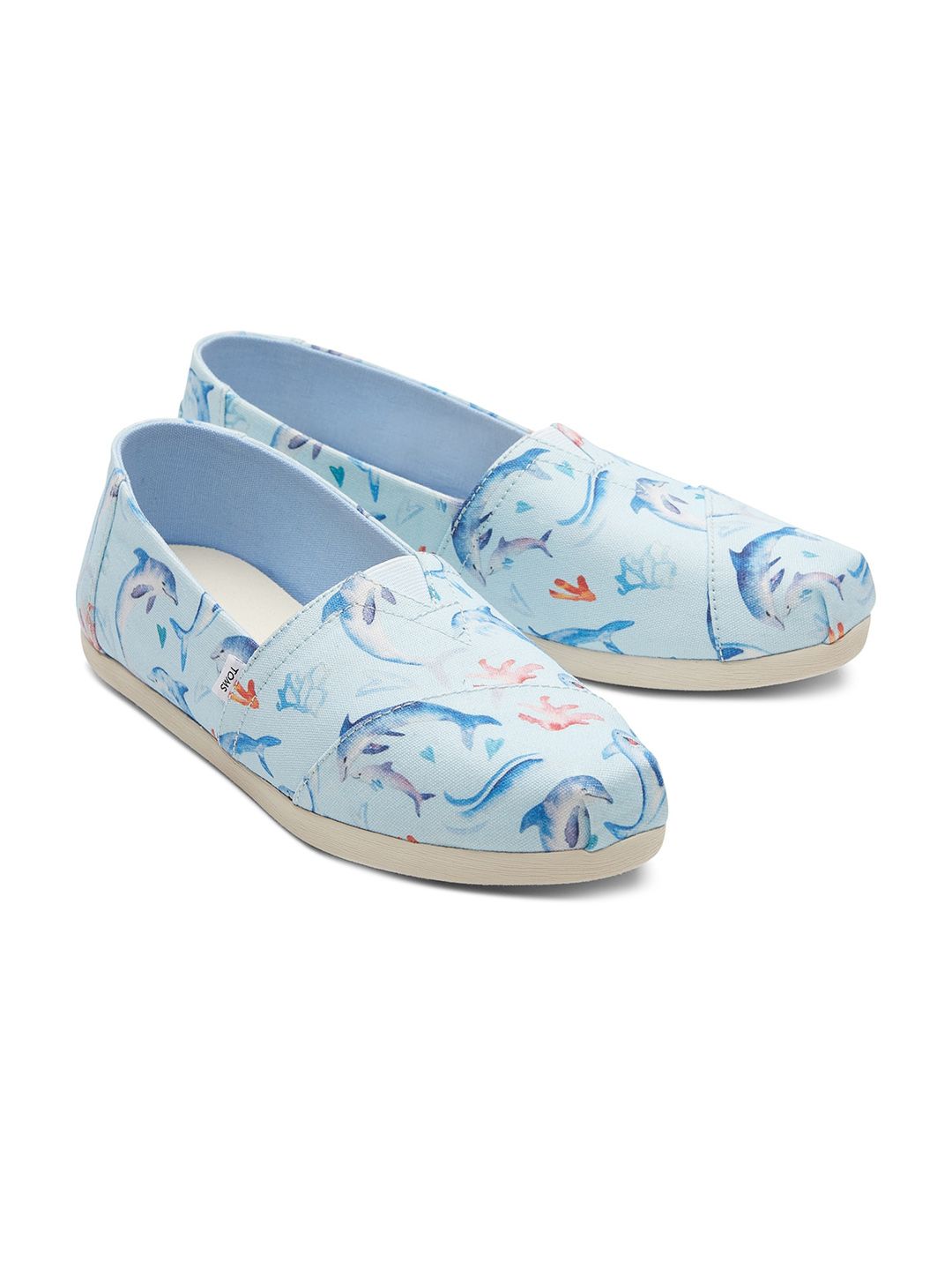 TOMS Women Blue Alpargata Cloudbound Dolphins Printed Slip-On Sneakers Price in India