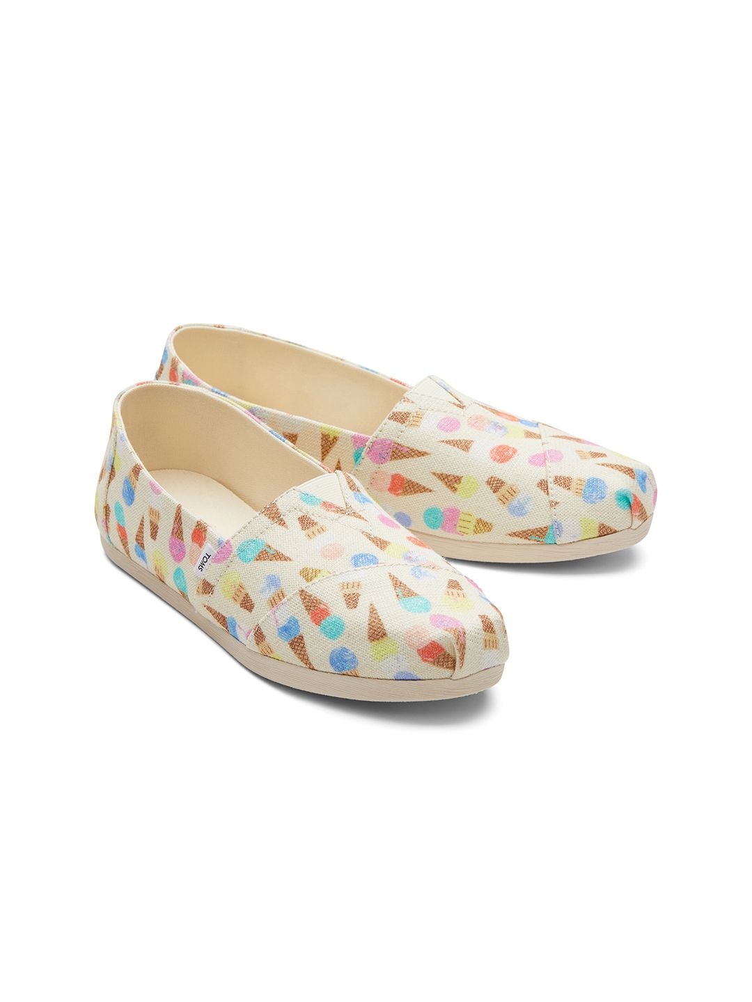 TOMS Women Beige Alpargata Cloudbound Ice-cream Printed Canvas Slip-On Sneakers Price in India