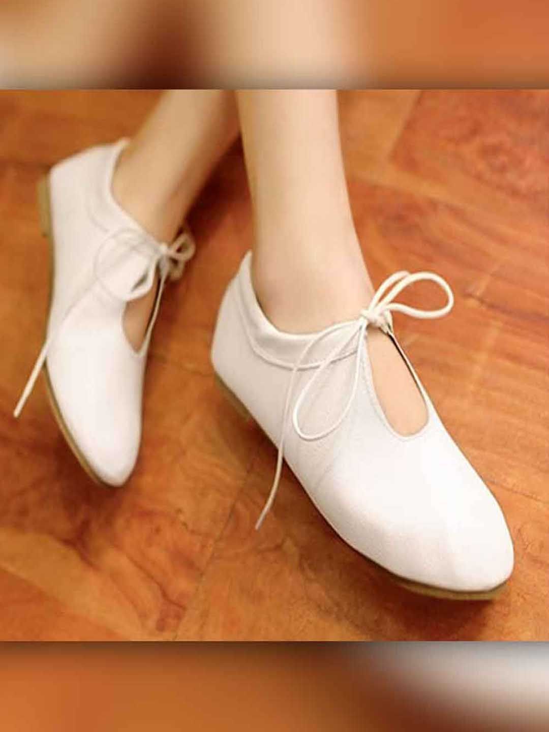 Shoetopia Women White Solid Lace-Up Smart Casual Sneakers