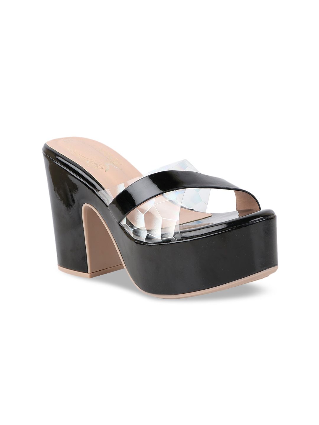 Shoetopia Women Black Platform Sandals Price in India