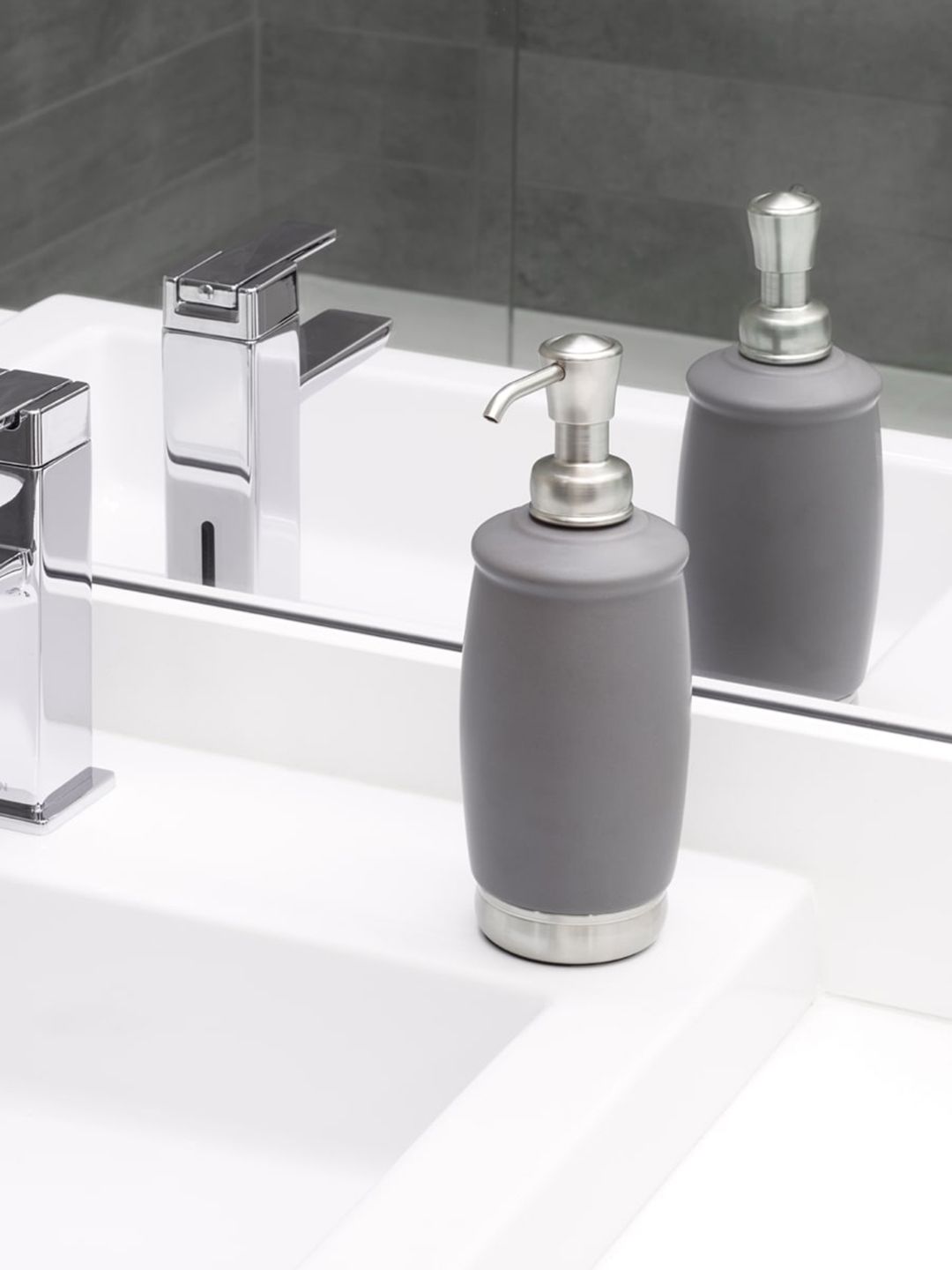 INTERDESIGN Grey & Silver-Toned Solid Soap Dispensers Price in India