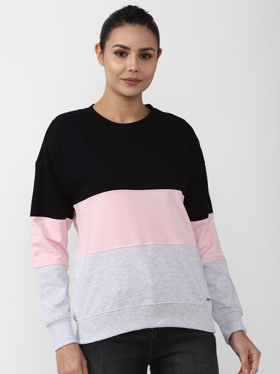 Van Heusen Woman Women Black coloured Colourblocked Sweatshirt Price in India