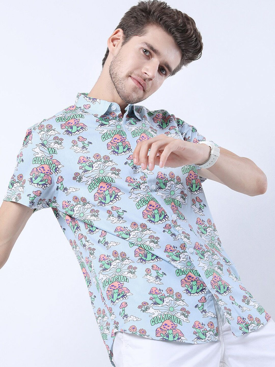 KETCH Men Blue Slim Fit Printed Casual Shirt deal from myntra