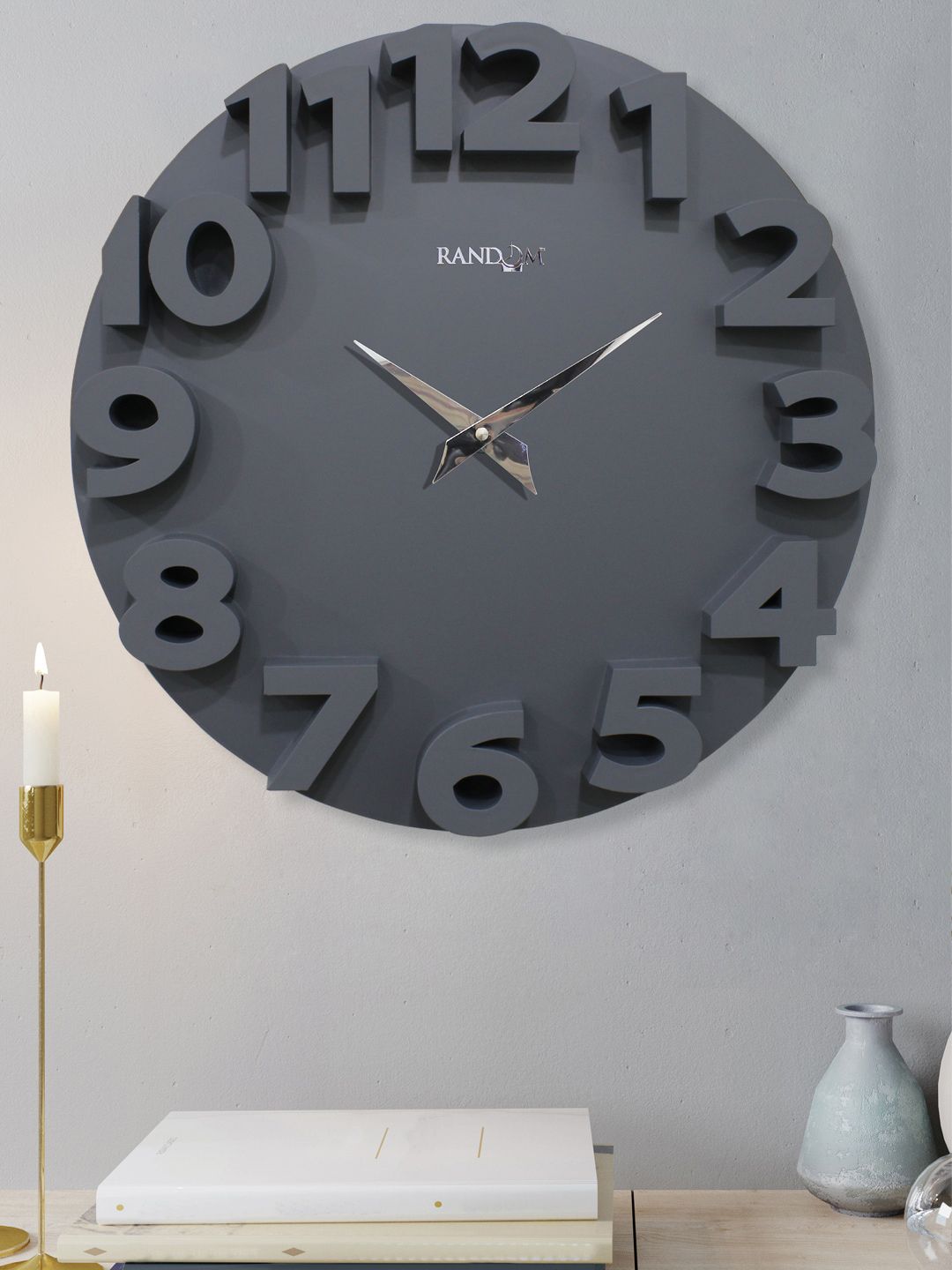 RANDOM Grey Contemporary Wall Clock Price in India