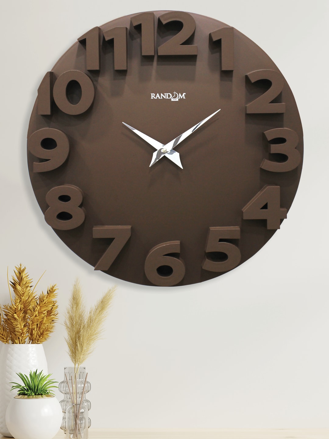 RANDOM Brown Analogue Contemporary Wall Clock Price in India