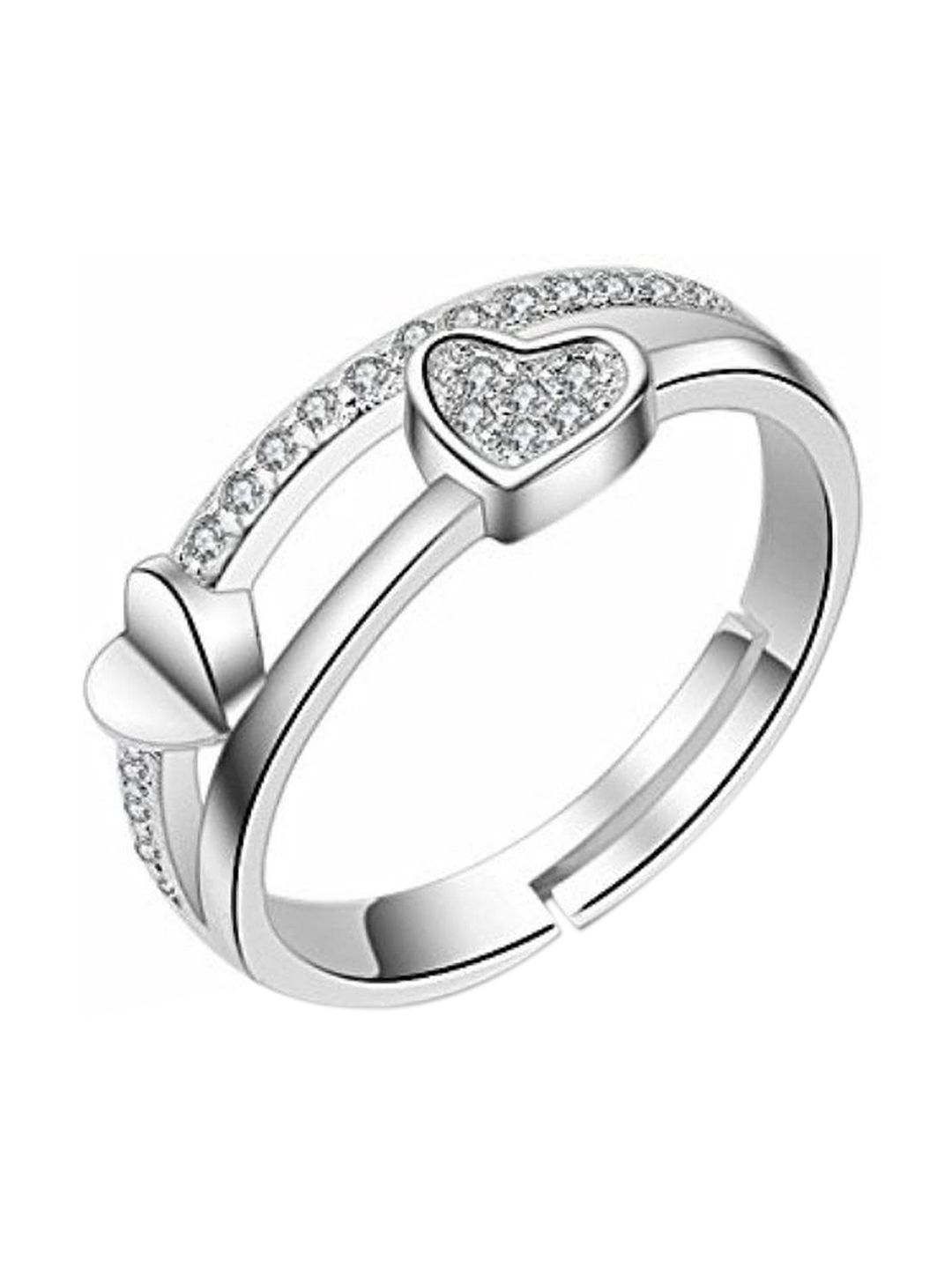 Sarvda Siver-Plated Heart Finger Ring Price in India