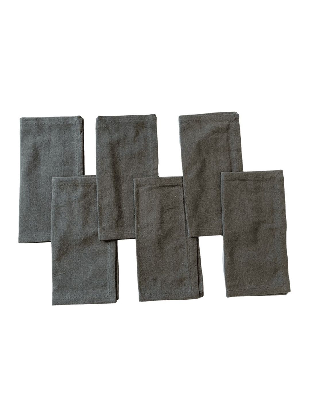 Lushomes  Pack of 6 Grey Solid Cotton  Table Napkins Price in India