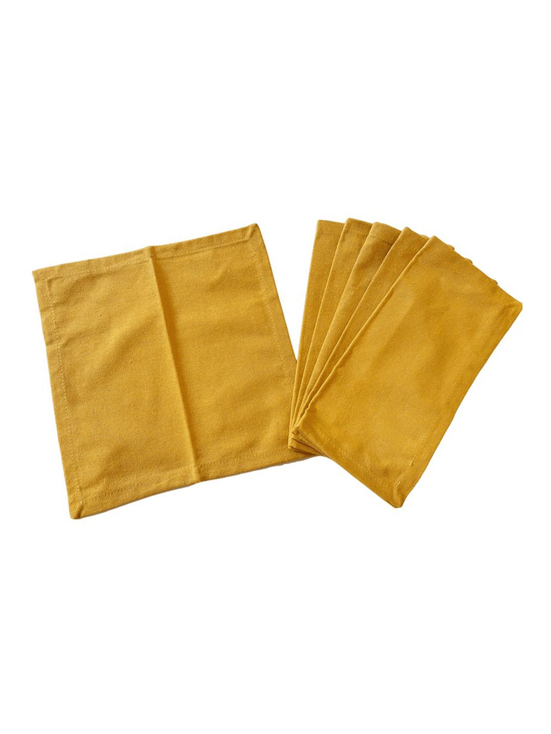 Lushomes Set of 6 Yellow Solid Cotton Table Napkins Price in India