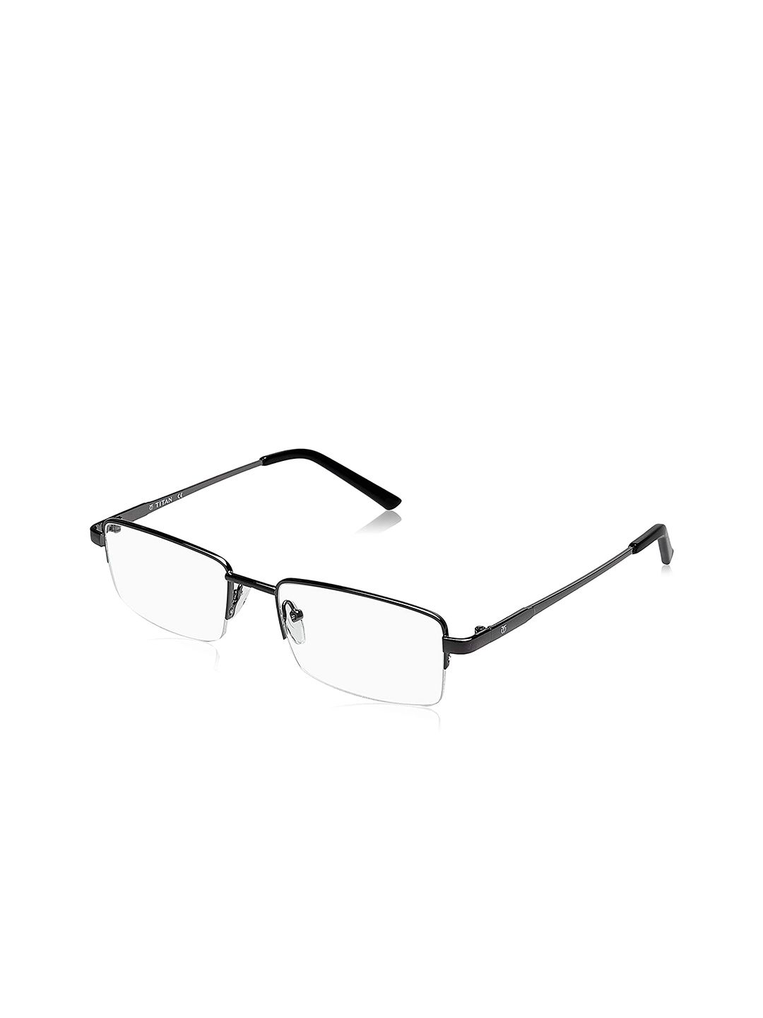 Titan Unisex Silver-Toned & Black Half Rim Rectangle Frames Price in India