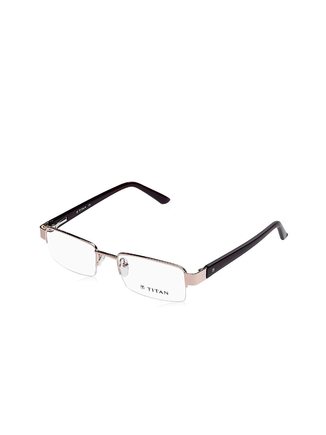 Titan Unisex Gold-Toned Half Rim Rectangle Frames TW1122WHM1 Price in India