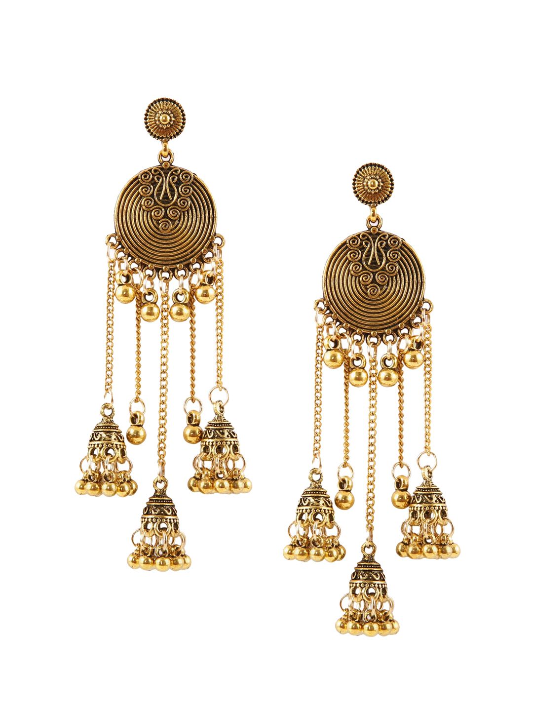 MIZORRI Gold-Toned Contemporary Drop Earrings Price in India