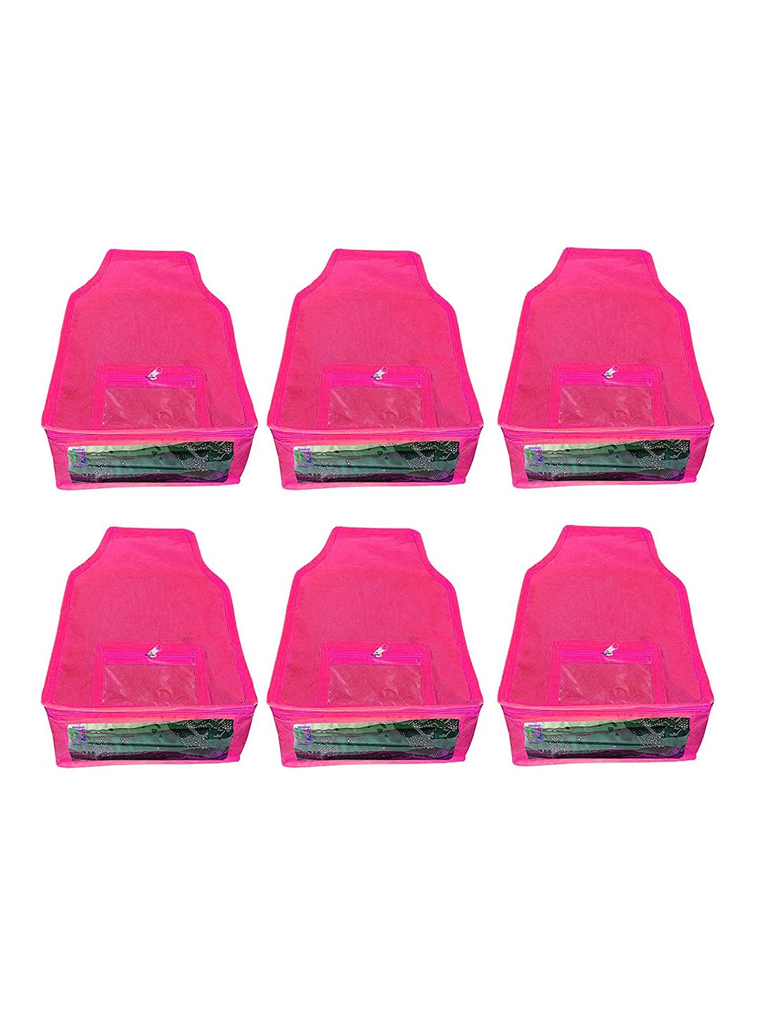 atorakushon Set Of 6 Pink Solid Non Woven Blouse Wardrobe Storage Bag Price in India